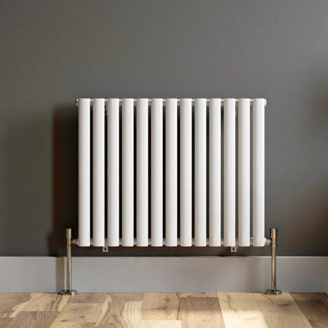 White modern designer radiator horizontal oval column single panel rad 600x780mm
