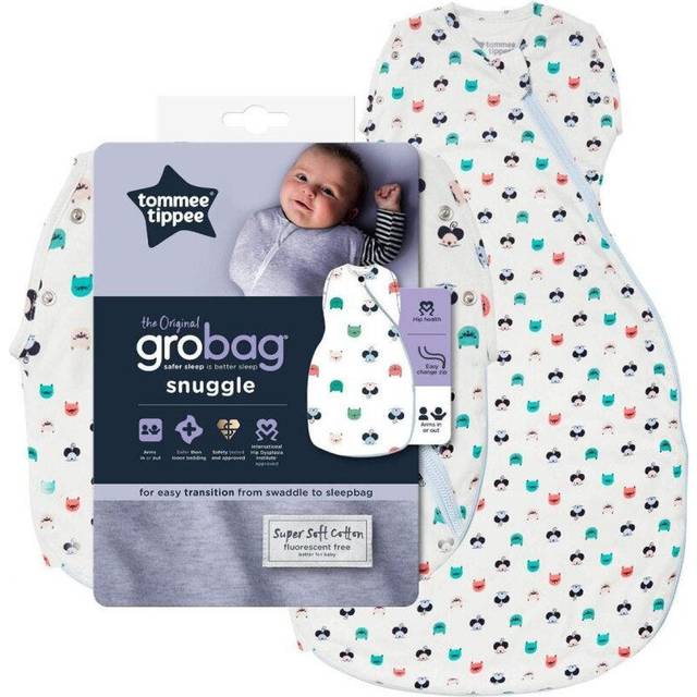 Tommee Tippee Baby sovväska, den ursprungliga grobag mys, mjukt bomullsrikt tyg, 3-9 m, 1,0 tillsammans, katt och mus