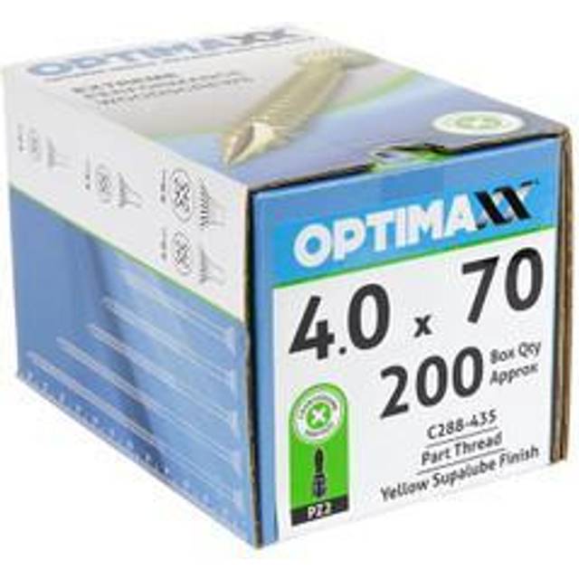 Optimaxx PZ Countersunk Passivated Double Reinforced Wood Screw - 4 x 70mm - Pack of 200