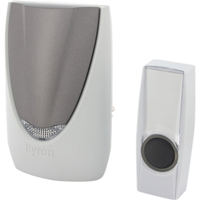 Byron Wireless Doorbell Led Light Plug-in Eu 2 Pin Mains - 125m Range By216fe