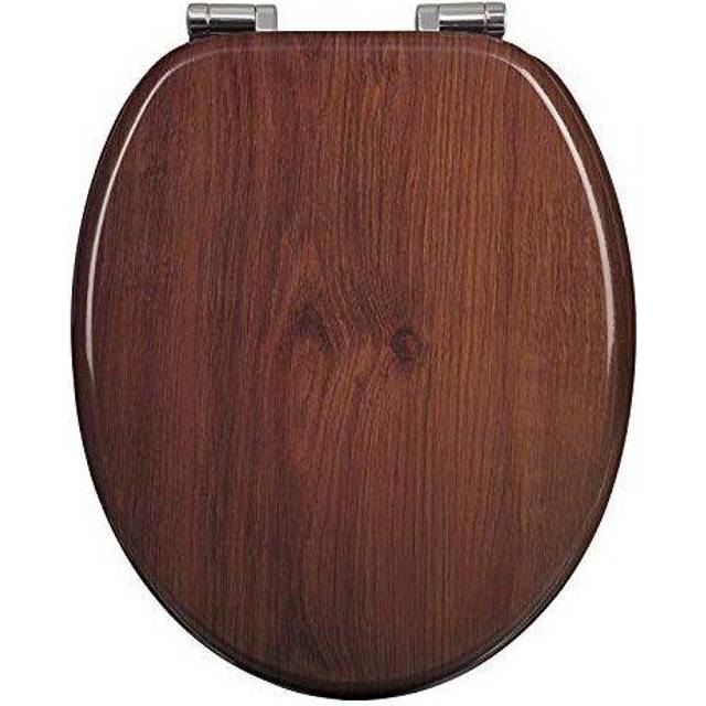 Woltu - Wooden Toilet Seats Soft Close wc Seat Hinge Ideal for Standard Toilet Dark Beech