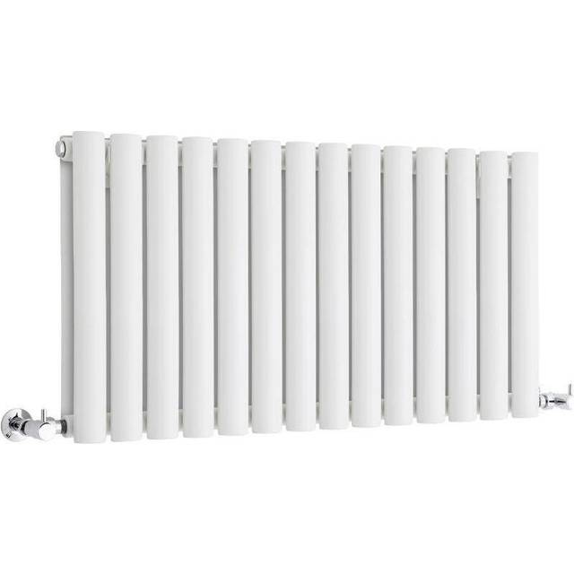No Brand - Milano Aruba - Modern White Horizontal Double Oval Panel Radiator - 400mm x 826mm