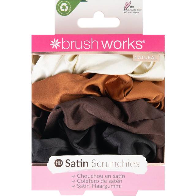 Brushworks Natural Satin Scrunchies 4pcs