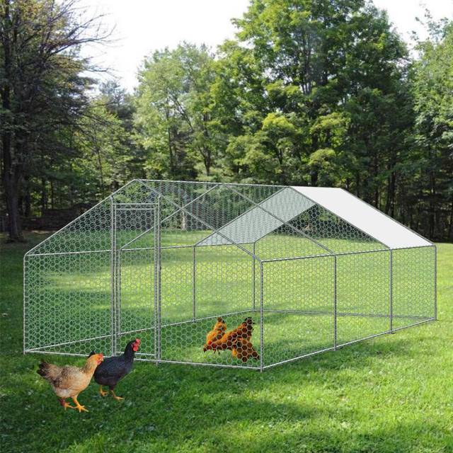 KCT 6x3m Large Walk In Chicken Coop Enclosed Pet Run Poultry Bird Cage with Cover