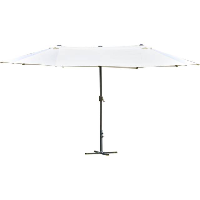 Outsunny 4.6m Garden Parasol Double-Sided Sun Umbrella Patio Market Shelter Canopy Shade Outdoor with Cross Base – Off White Aosom UK