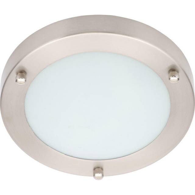 Spa 180mm Delphi LED Flush Ceiling Light 12W Cool White Opal Glass and Satin Nickel