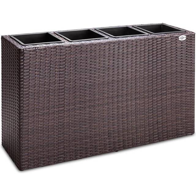 Polyrattan Plant Pot Brown 95x27x60cm