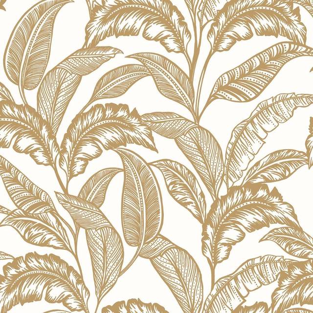 Rasch Mozambique Tropical Leaf Metallic Gold Wallpaper Botanical