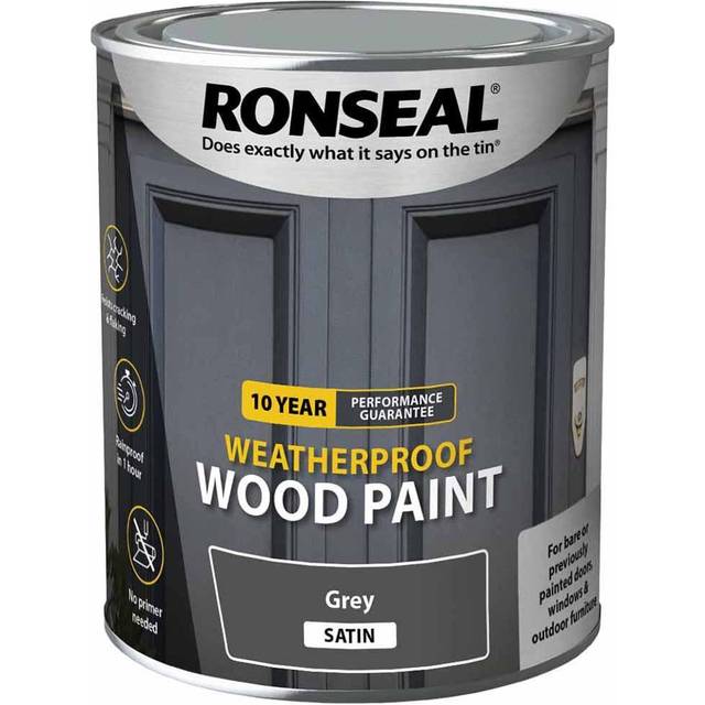 Ronseal 10 Year Weatherproof Satin Wood Paint 750ml Grey