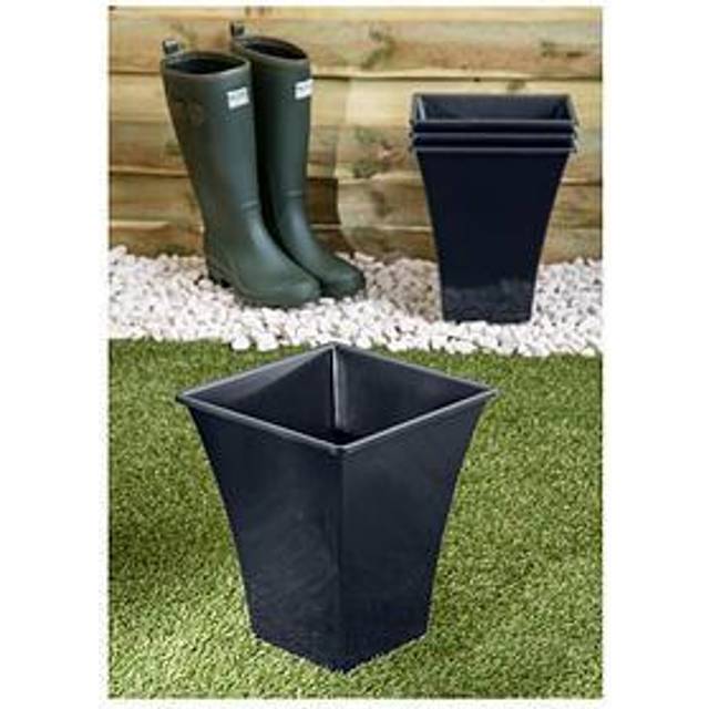 28cm Square Planter Plastic Lightweight Flower Pot Cement Grey Flower Garden Pot