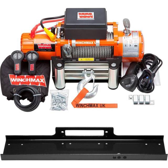 13,500lb 24V Electric Winch. 26m x 9.5mm Steel Rope. Flat Bed Mounting Plate.