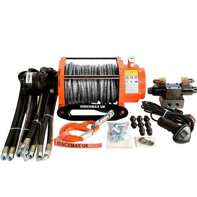 10,000lb Hydraulic Winch, 25m x 10mm Dyneema Rope. 24V System.