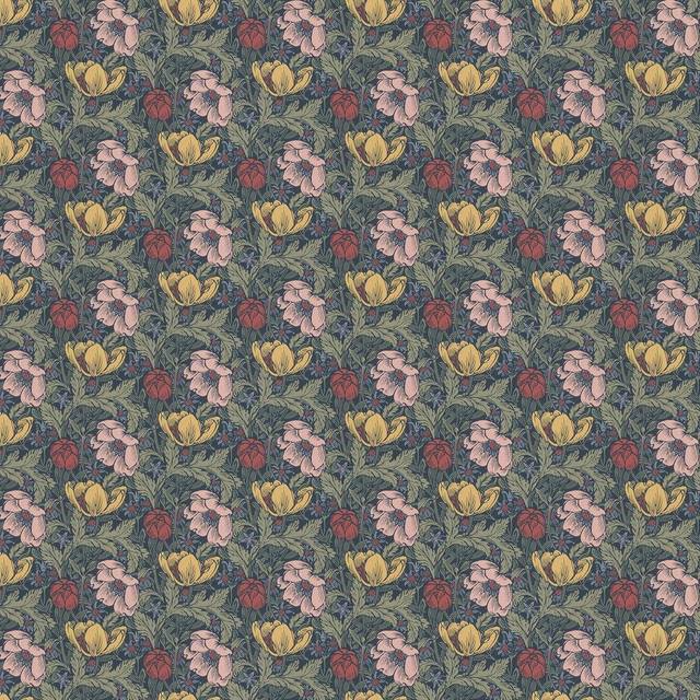 Rasch salisbury floral wallpaper navy 552577 10?m roll vintage botanic design