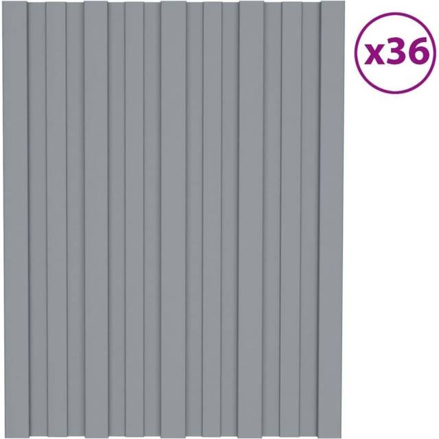 vidaXL Roof Panels 36 pcs Galvanised Steel Silver 60x45 cm - silver