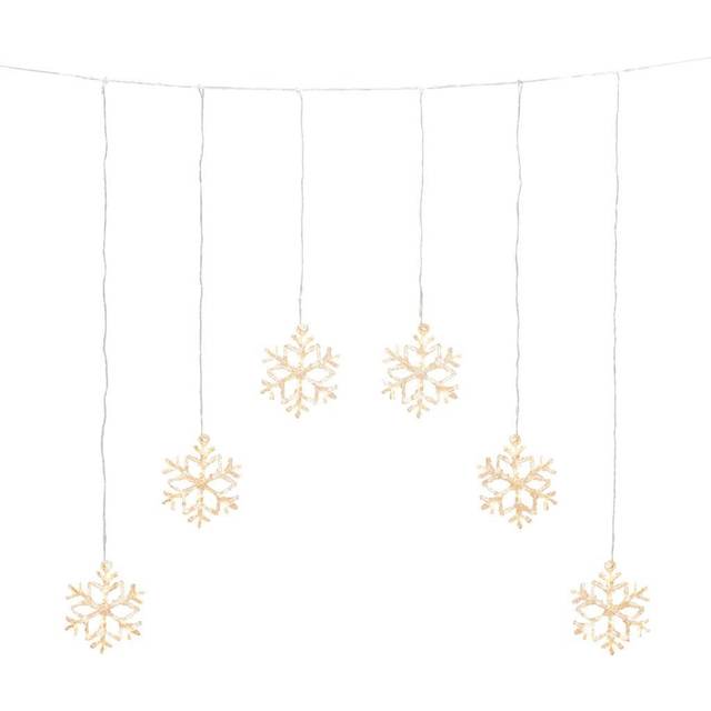 Konstsmide - Lichtvorhang für Außenbereich - 6 Schneeflocken - 48 LEDs - Warm weiß - Dimmbar - 0.9 Meter - Weinachtsbeleuchtung