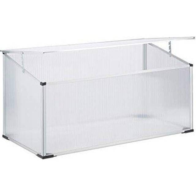 Relaxdays - Aluminium Cold Frame, Plug-In System, Translucent, Transparent, UV-Protection, Small Greenhouse, HxWxD: 100 x 50 x 50