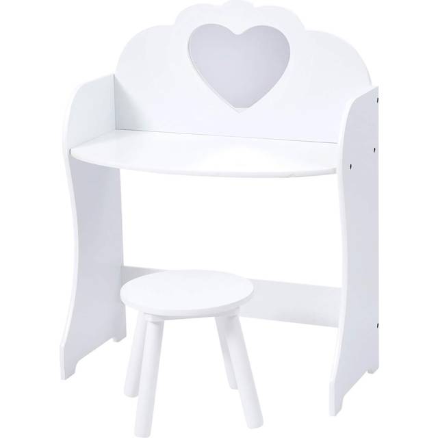 Liberty House Toys Kids White Dressing Table with Stool - 81.5 x 62.5 x 34cm