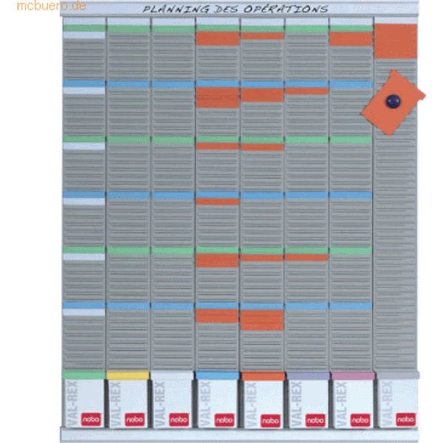Nobo T-Karten Wochenplanungs-Set, Wandmontage, Haftnotizen Set mit 8 Spalten & 54 Slots, Größe 3, enthält T-Karten, Indexspalte, bedruckte Etiketten & Etikettenhalter, 2910800