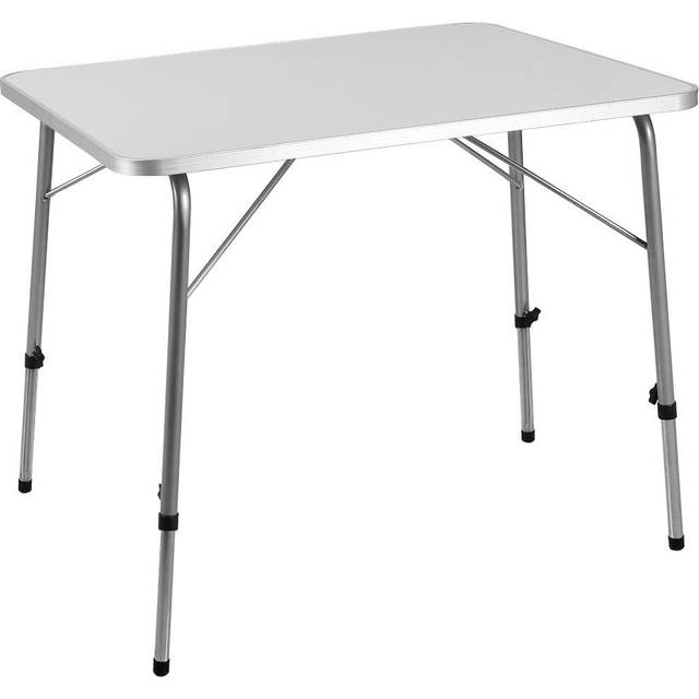 Alu Campingbord sammenklappelig højdejusterbar 80x60 cm, hvid