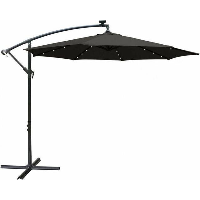 Airwave Hanging Black Parasol with Solar Powered LED Spotlights 3m