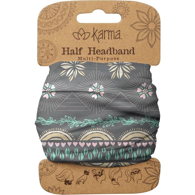 Karma Grey Heart Headband for Women - Medium - Fabric Headband and Stretchy Hair Scarf - Grey