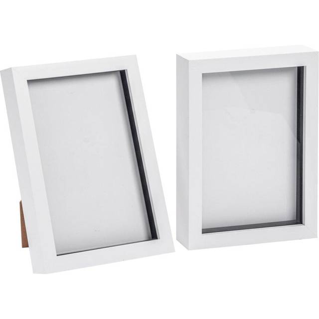 Nicola Spring A5 (6 X 8") Photo Frames - White - 3D Photo Frame Picture Frame Box Portrait Display Case (23.5 X 17Cm) Set Of 2 - One Size
