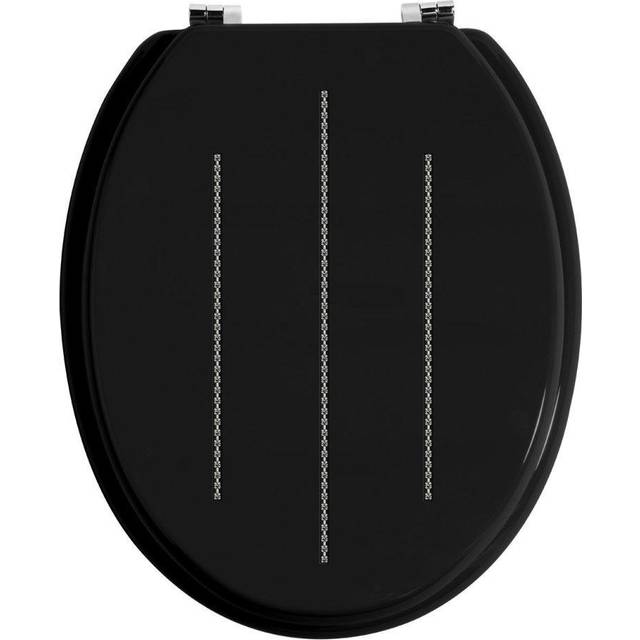 Diamante Detail Toilet Seat With Zinc Alloy Fittings, Black
