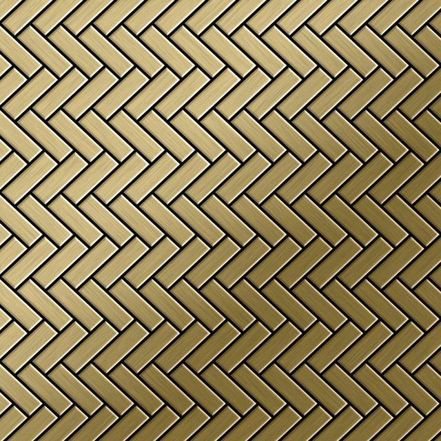Metal Mosaic Tile Titanium Gold brushed gold 1.6mm Herringbone-Ti-GB