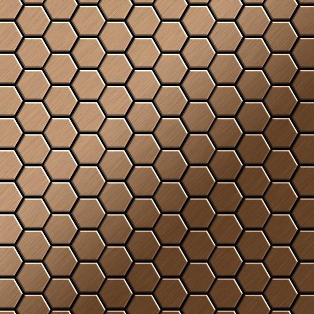 Metal Mosaic Tile Titanium Amber brushed copper 1.6mm Honey-Ti-AB