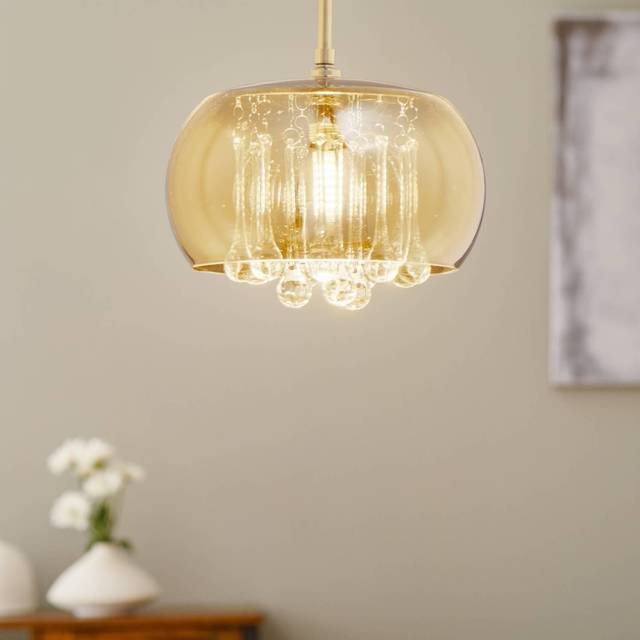 Schuller 509010 Argos 1 Light Pendant Crystal Chrome Clear