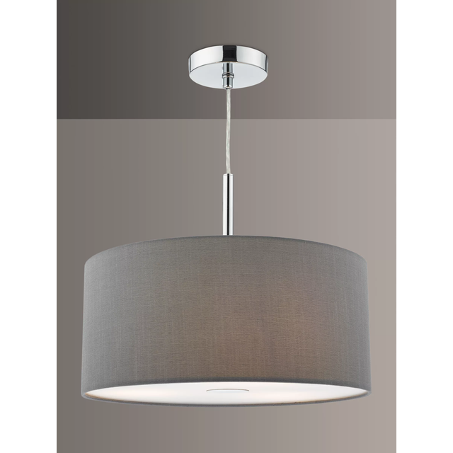 Dar Lighting Group Dar RON1039 Ronda 3 Light Pendant 40CM Drum Grey Fa