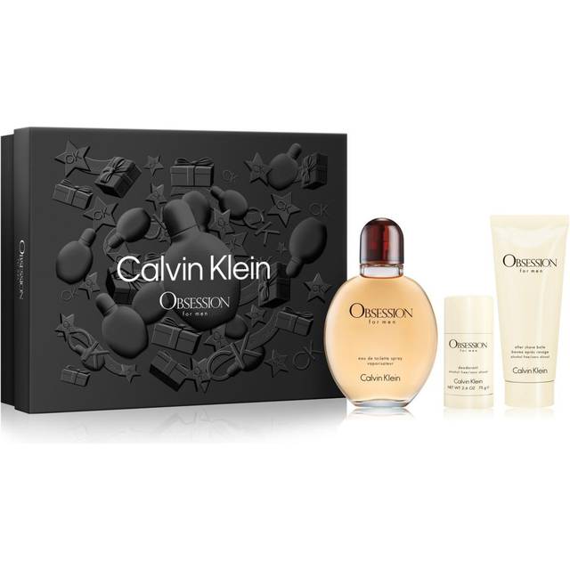 Calvin Klein Obsession Men 125ml Eau de Toilette Gift Set 75ml Deodorant, 100ml Aftershave Balm for Him