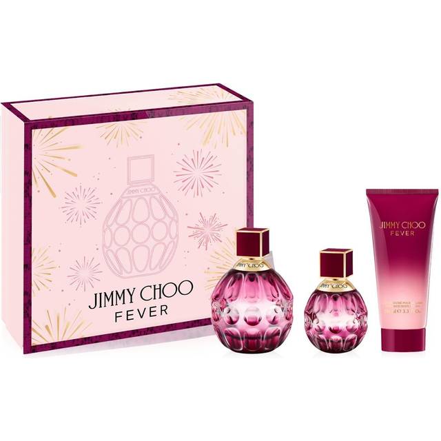 Jimmy Choo Fever Eau de Parfum 3 Piece Set - 3.3 fl. oz. Spray & 1.3 fl. oz. Spray  3.3 fl. oz. Body Lotion - Long Lasting Fragrance with notes of Plu