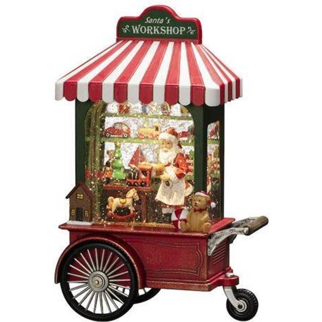 Santa in the Workshop LED Water Lantern - White (27cm H X 17.5cm W X 9cm D)