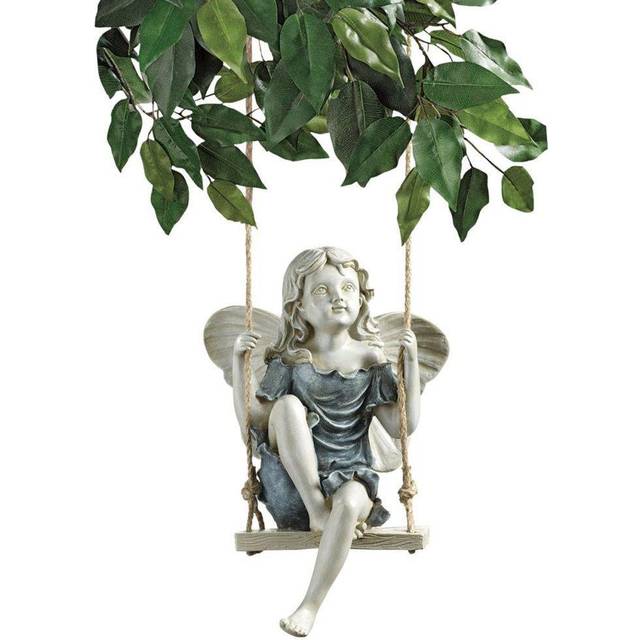 Summertime Fairy On A Swing Hanging Statue