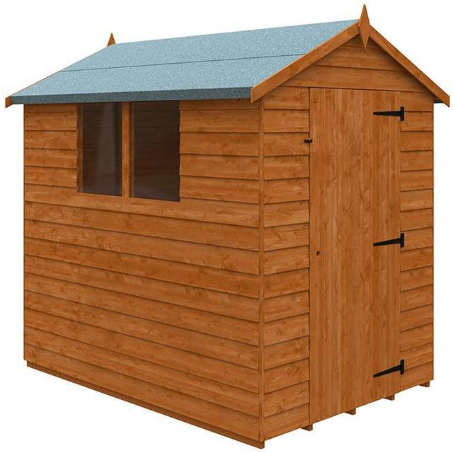7 x 5 Feet Budget Apex 9mm Shed - Solid Wood/Softwood/Pine - L205 x W145 x H210.9 cm - Burnt Orange