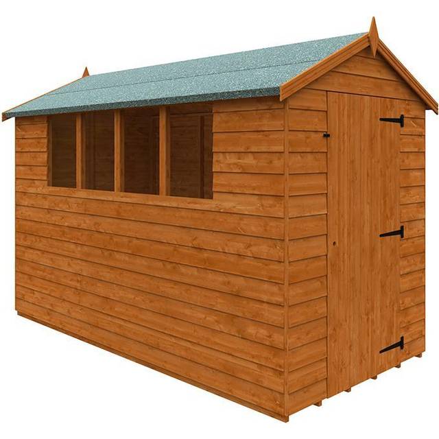 10 x 5 Feet Budget Apex 9mm Shed - Solid Wood/Softwood/Pine - L295 x W145 x H210.9 cm - Burnt Orange