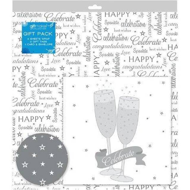 2 Sheets of Celebrations Wedding Birthday Gift Wrap Wrapping Paper Card &amp; 2 Gift Tags