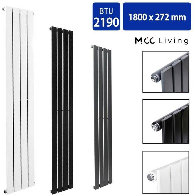 (White, 1800x272 mm Single) MCC Radiator Horizontal Vertical Designer Flat Panel Central Heating Radiator Heater