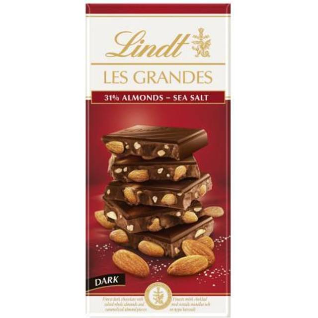Lindt LES GRANDES Mandel & Havssalt i Mörk Choklad 150g