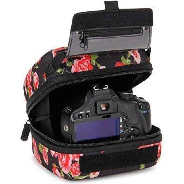 USA Gear DSLR Camera Sleeve with Molded EVA Hard Shell Camera Case Protection  Quick Access Opening  Padded Interior and Rubber Coated Handle-Compatib