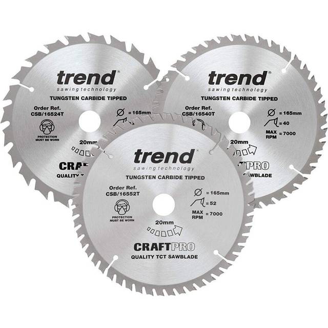 Trend Trend 165mm Circular Saw Blades Mixed Triple Pack 24T/48T/52T