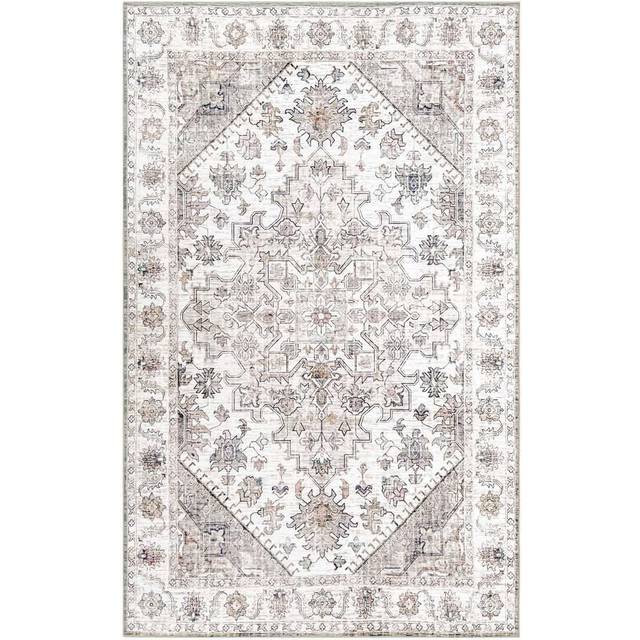 Vernal Milagros Persian Machine washable Area Rug, GreyWhite - Grey / 200 cm x 300 cm