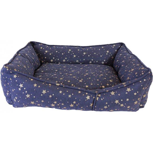 Luxury Navy Star Print Dog Bed Medium - Blue