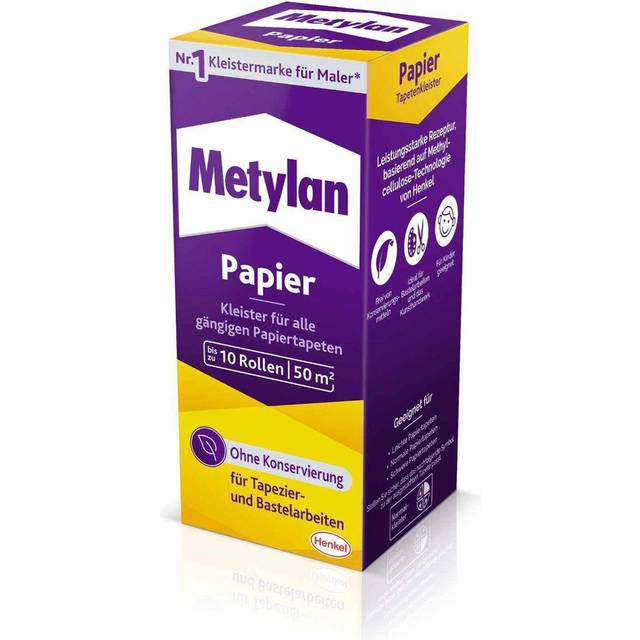 Metylan Papier, starker Tapetenkleister für leichte, normale und schwere Papiertapete, Kleister zum Tapezieren und Basteln ohne Konservierungsmittel, 1x125g