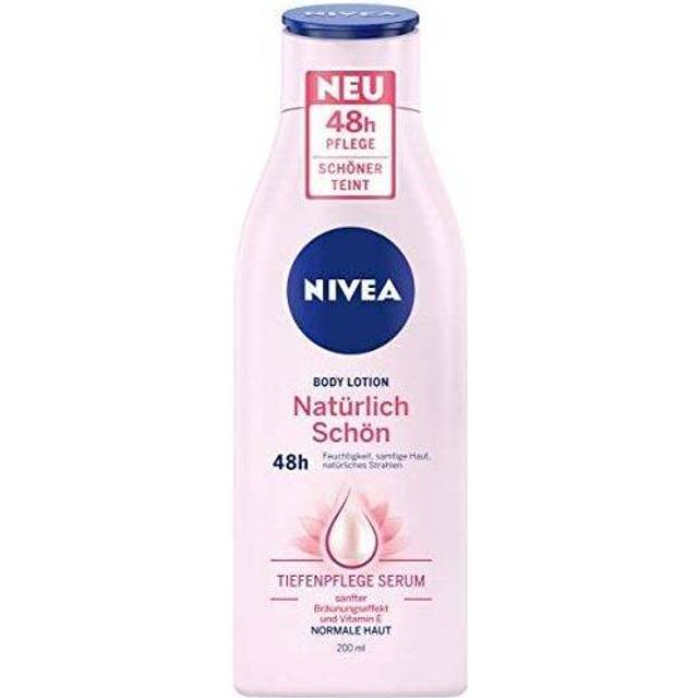 NIVEA Body Lotion Naturally Beautiful (200 ml), Body Care Lotion for Normal Skin with Deep Care Serum, 48h Care and Gentle Tanning Effect