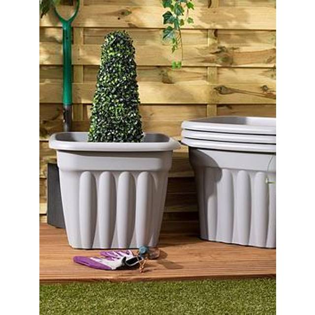Wham Set 4 Vista 49cm Square Planter Upcycle Grey, Grey