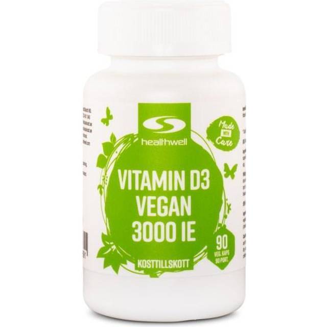Healthwell Vitamin D3 Vegan 3000 IE, 90 kaps