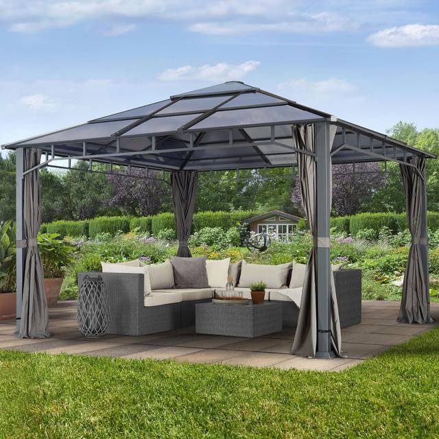 Paviljong, Hardtop Sunset Deluxe, loft grey, 4x4m - (300170)