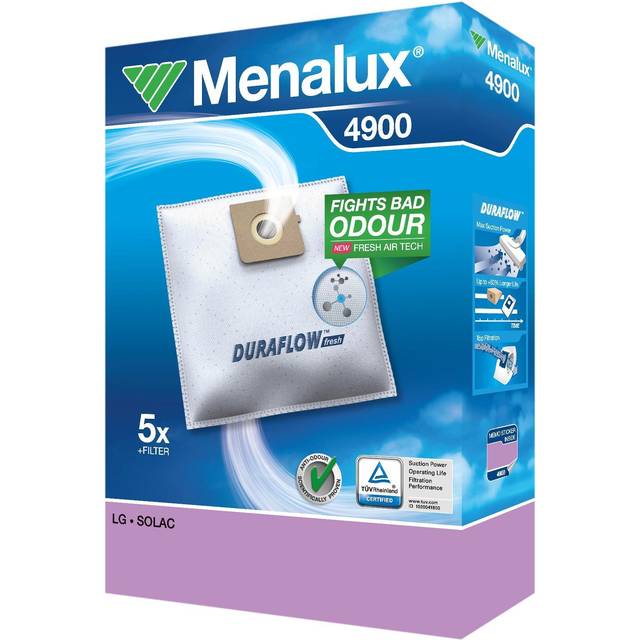 Menalux Duraflow 4900 5x dammsugarpåsar för/Bomann/LG/Privileg